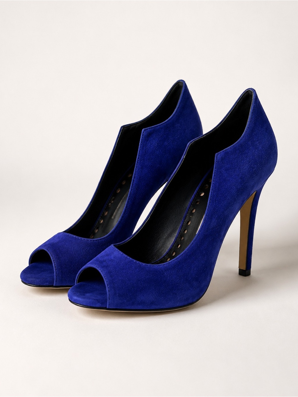 Dolce Vita Cobalt Blue Suede Peep-Toe Stilettos